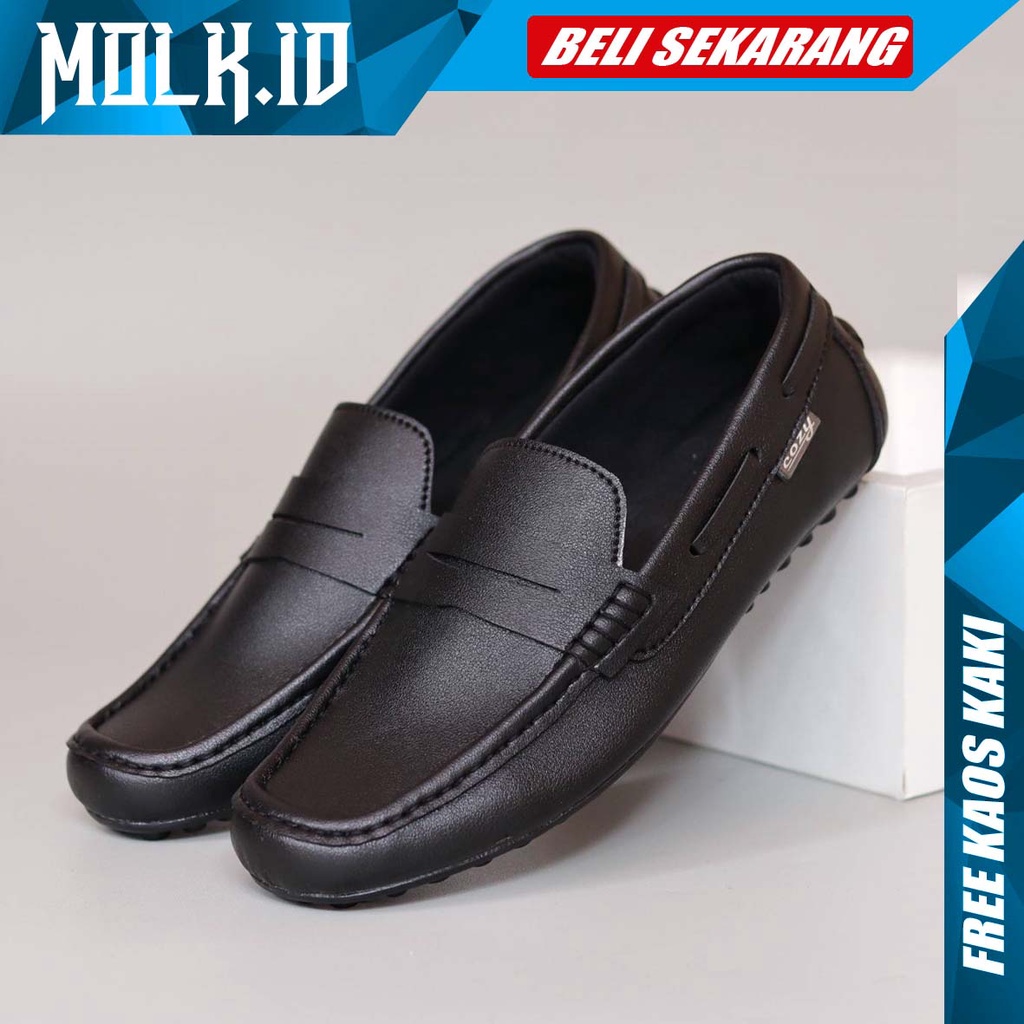 MOLK|Sepatu Casual Slip On Pria Sepatu Formal Pantofel Hitam Model Selop Slop Cowok Kerja Kantoran