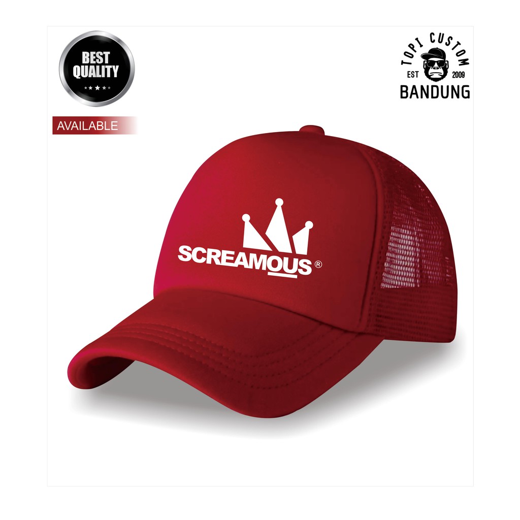 Topi Trucker SCREAMOUS Pria Wanita Topi Jaring Jala SCREAMOUS Trucker Cap Bisa Tulis Nama Bisa COD Gratis Masker Original High Premium Qualit