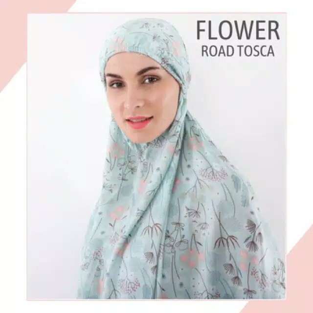 Mukena Tazbiya FLOWER ROAD TOSCA Katun Rayon Premium Termurah