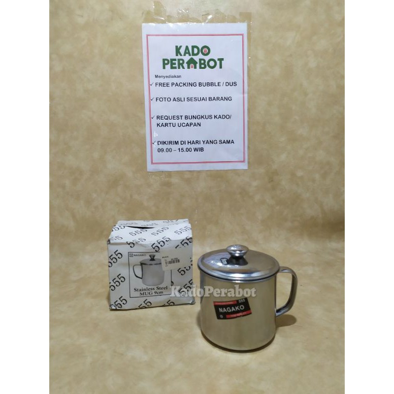mug stainless steel 9cm - mug nagako 555- gelas stainless gagang