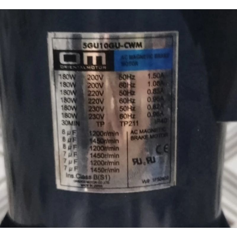 Ac Motor Gearbok Oriental Motor 220V 180W Ratio 1 : 30