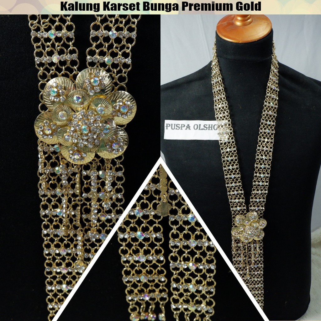 Kalung Karset Bunga Premium Gold