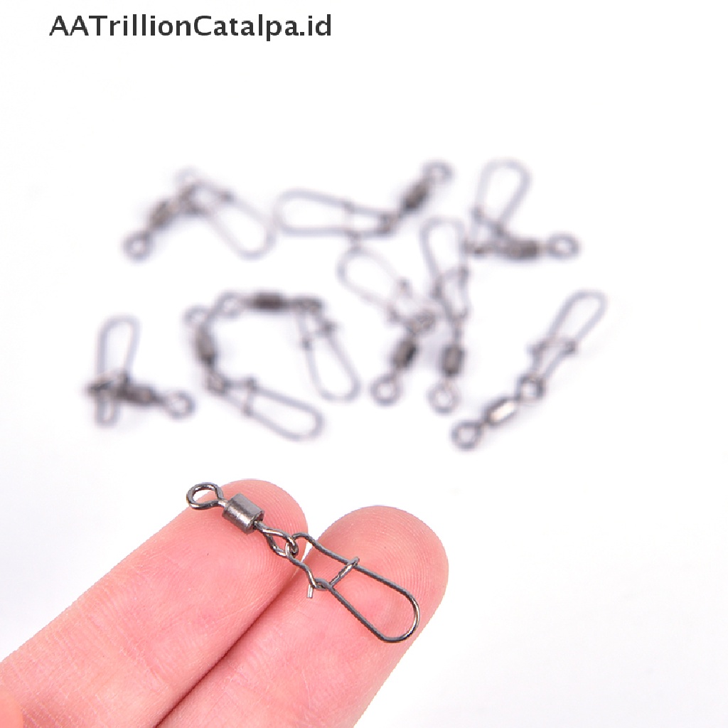 Aatrillioncatalpa 10Pcs Kilikili Pancing Rolling Swivel Dengan Konektor Snap