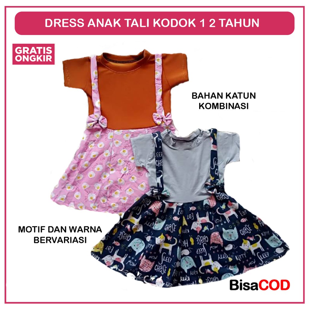 DRESS ANAK TALI KODOK / DRESS ANAK PEREMPUAN / DRESS TALI KODOK DRESS SANTAI SEHARI-HARI