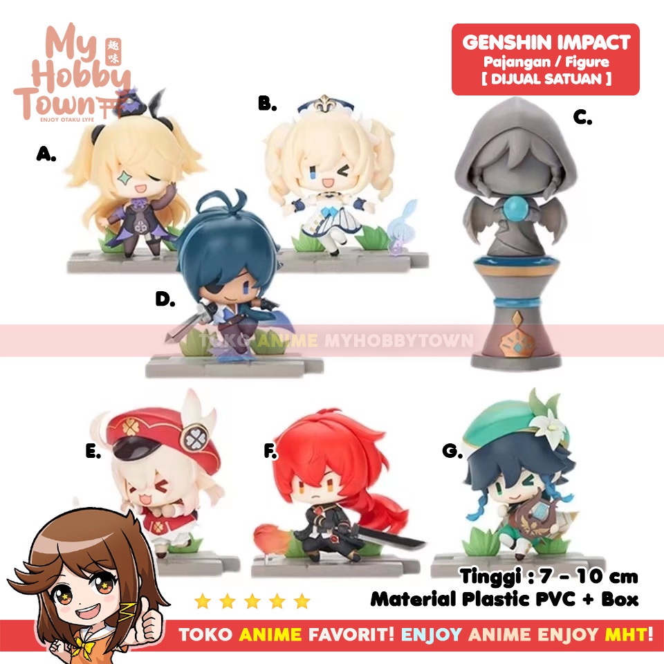 Figure Anime Game Genshin Impact Barbara Dilluc Fischl Kaeya Klee Venti Mondstadt Statue Of The Seven Satuan