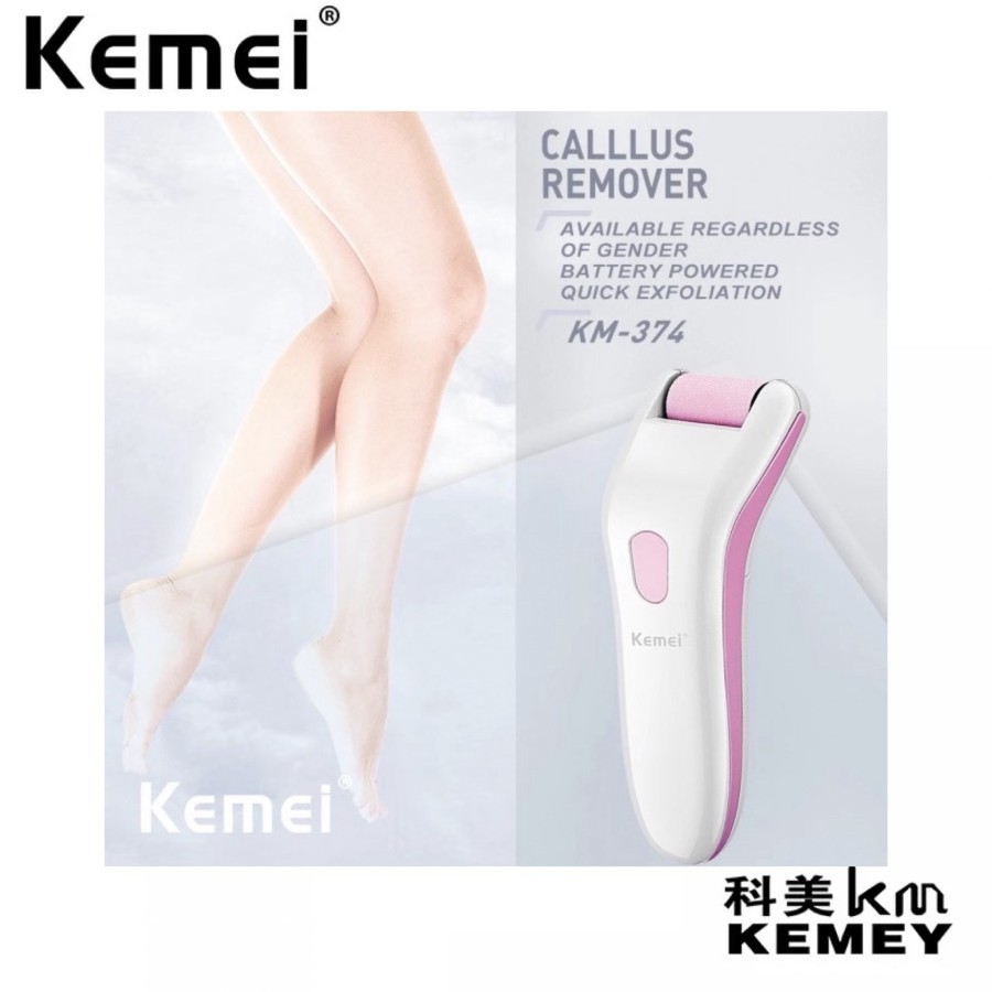 Kemei KM 374 Penghalus Penghilang Tumit Kulit Kaki Pedi Vac Callus Remover Waterproof Kemei KM-374