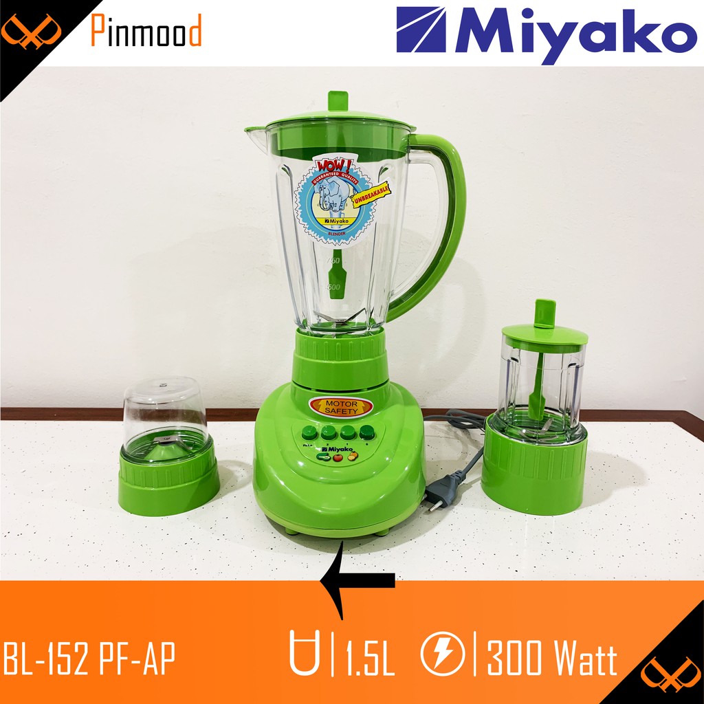 MIYAKO BLENDER BL-152 PF-AP PELUMAT [ 1,5 LITER ] 3 IN 1 PLASTIK ANTI PECAH ICE CRUSHER (GILING ES )