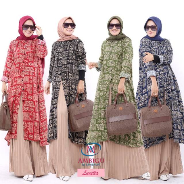setelan tunik rok plisket adem  rayon premium murah sale ambigu irwinov original