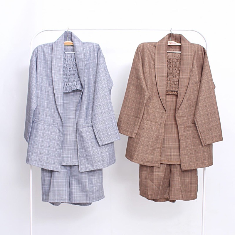 One Set Blazer Kotak Tartan 331 (3in1)