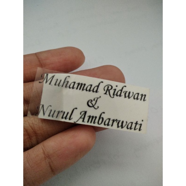 

sticker nama transparan