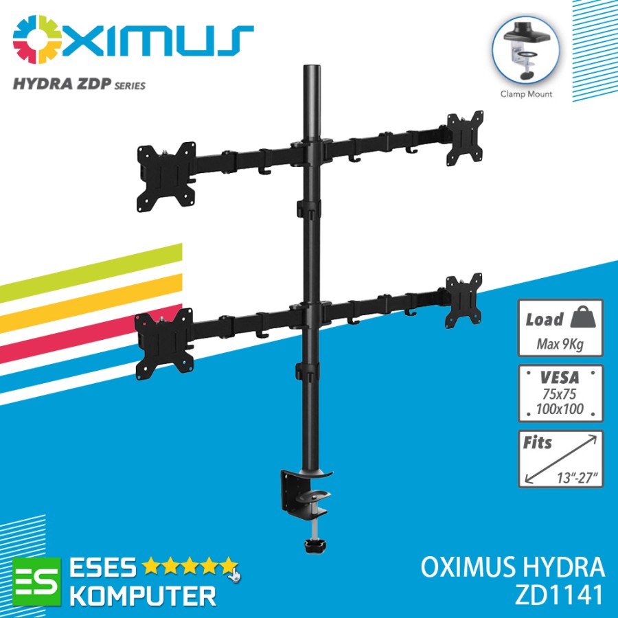 Bracket Monitor OXIMUS HYDRA ZD1141 | 4 Monitor LCD LED Jepit Meja