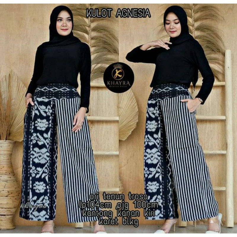 celana tenun motif teratai mix lurik original F1