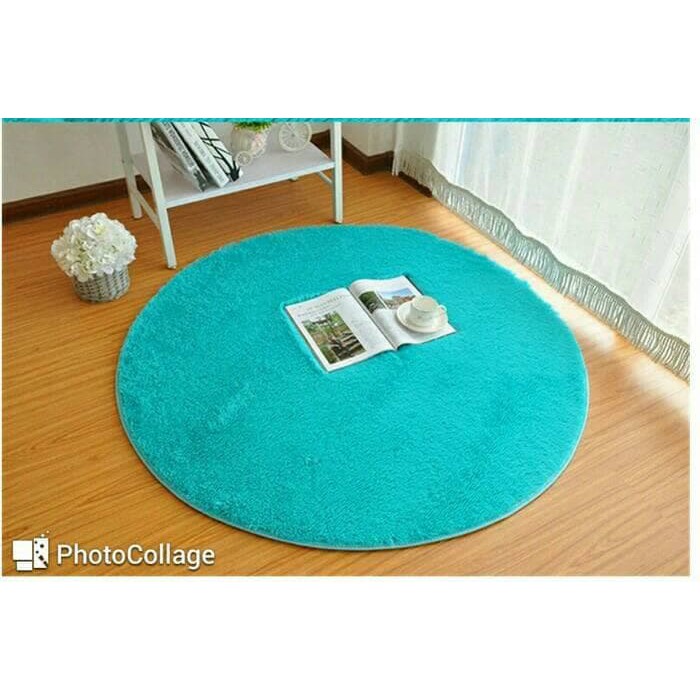 SALE  karpet bulu rasfur lembut bulat polos aneka warna diameter 100 cm B00092