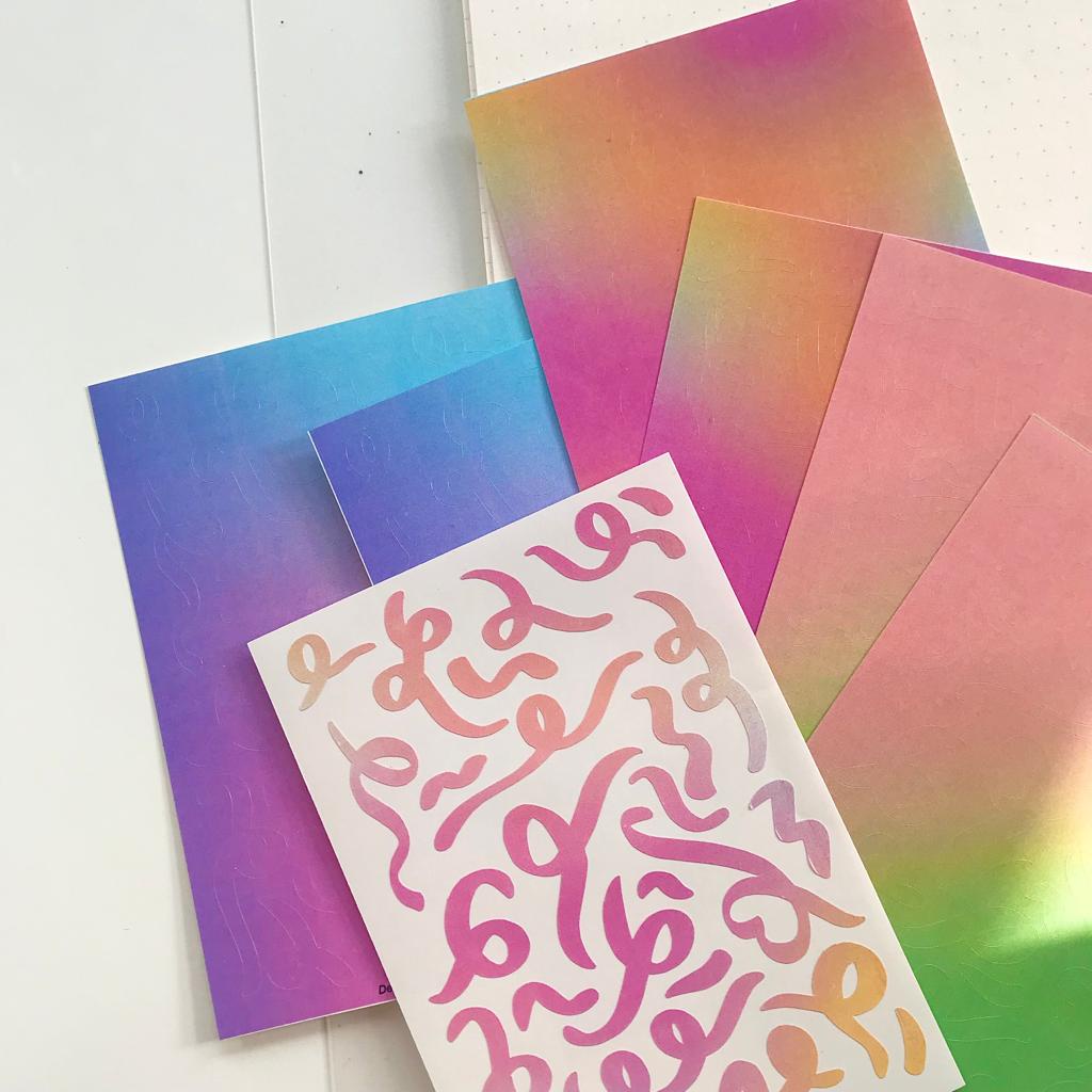 

Gradient confetti sticker sheet untuk jurnal/ polco