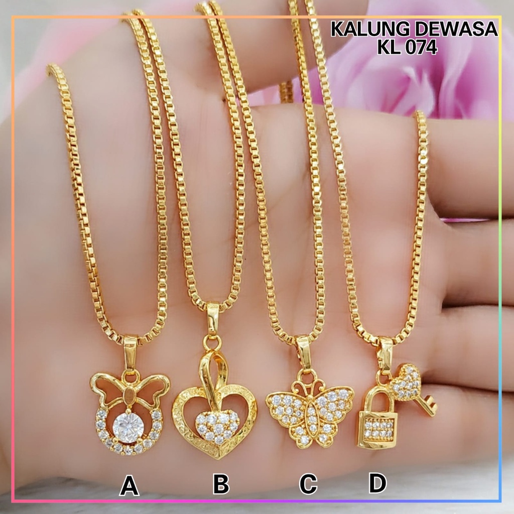 Kalung xuping kalung dewasa itali love gembok permata zirkon perhiasan lapis emas gold KL 074