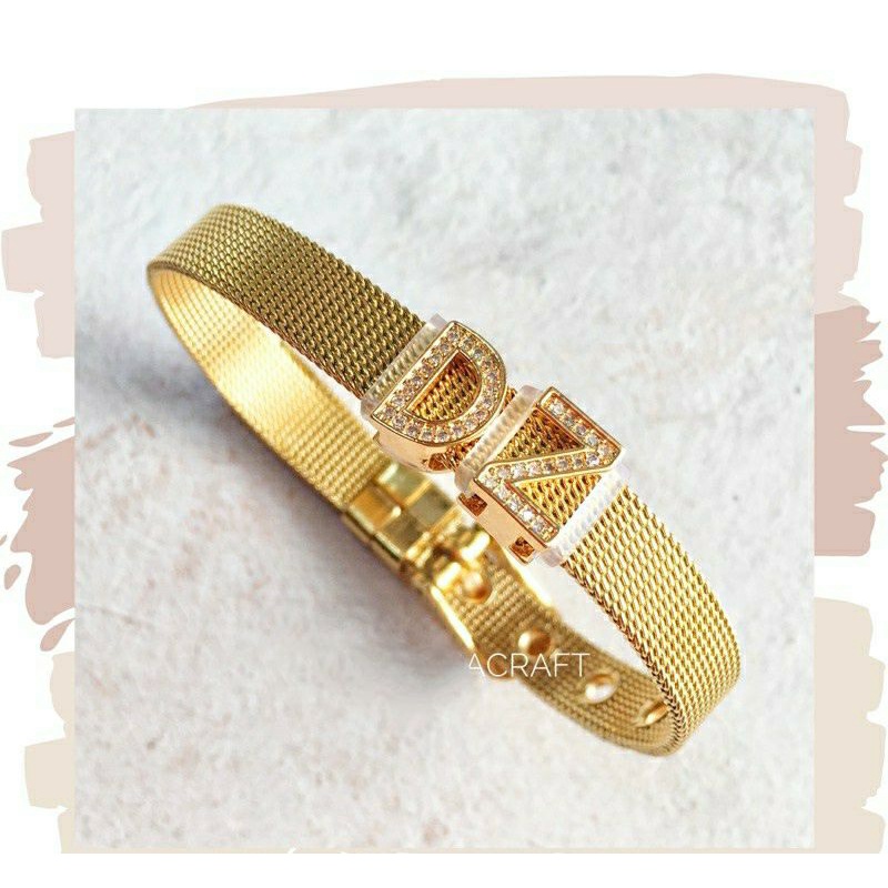 Fourfashion Gelang Jam Pasir Dan Charm Huruf Gold Xuping 9 Pilihan Warna Jam