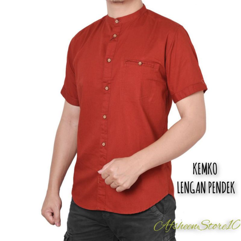 Kemeja Koko KEMKO Kemeja Pria Kerah Sanghai Lengan Pendek Brand Agera