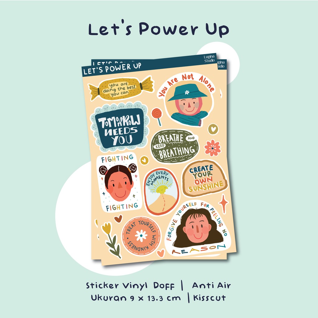 Let's Power Up | Lugina Studio |  Mental Health Sticker