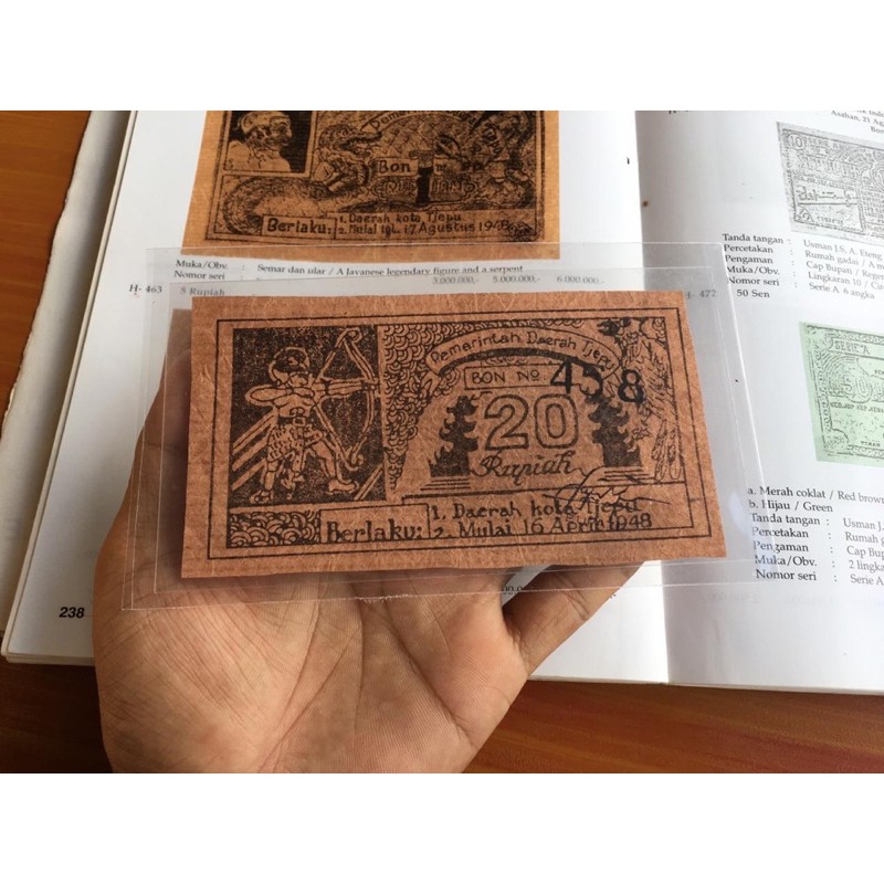 Uang Kuno Orida Tjepu 20 Rupiah Super Item Jenis Kertas Tisu