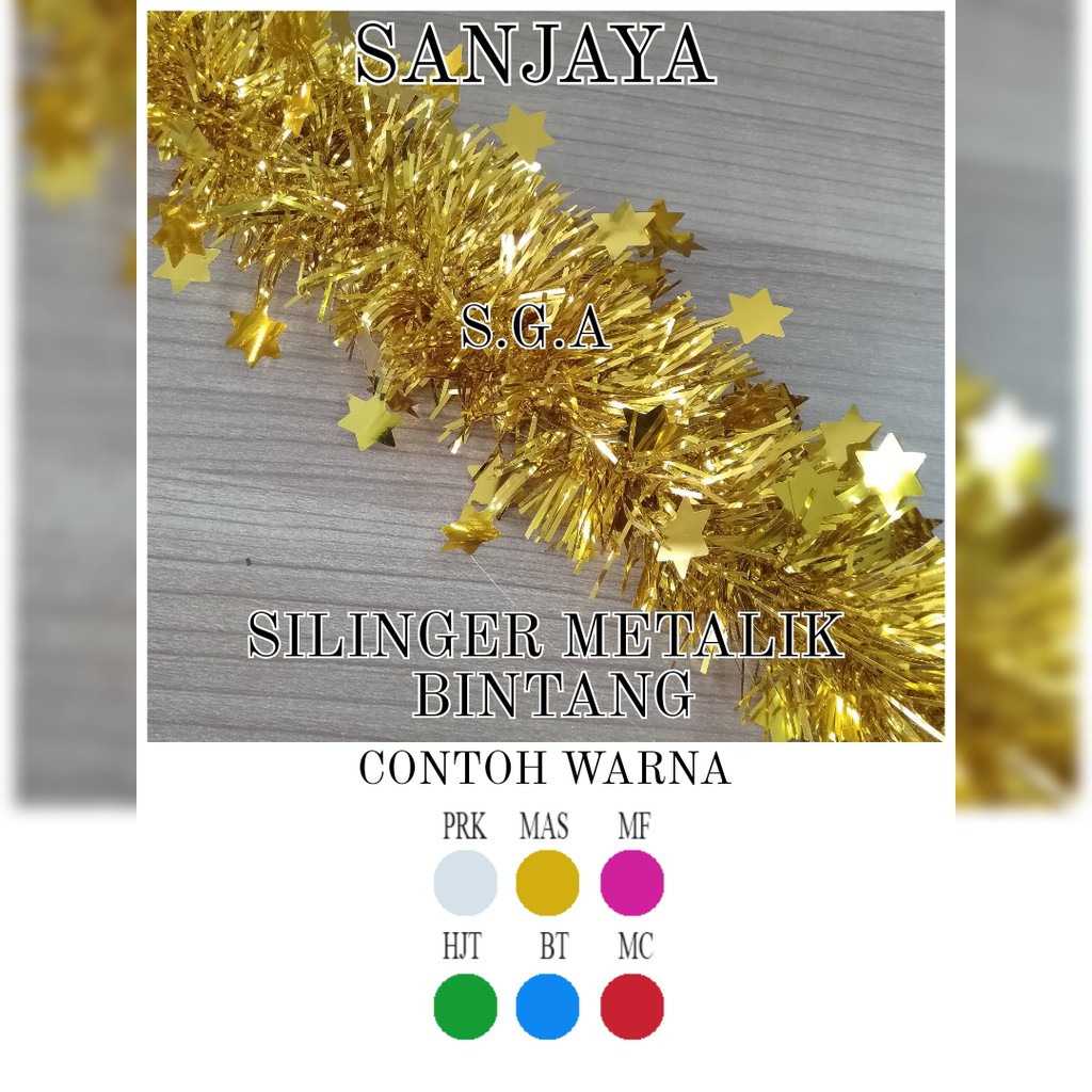 Slinger / Tinsel / Rumbai Hiasan Pohon Natal Warna Warni / Garland Tinsel / Slinger Metalik Bintang