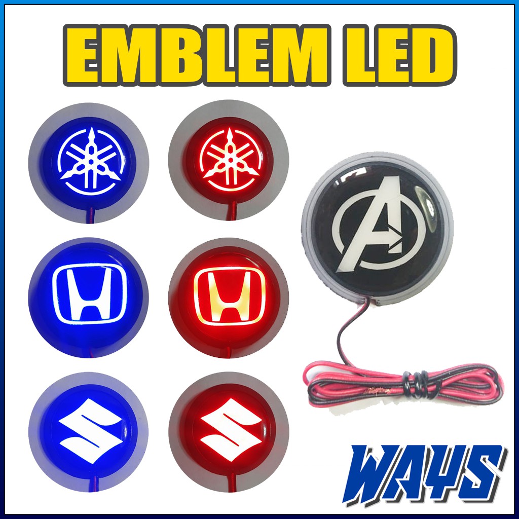 [L235] Emblem Logo 3D Lampu LED Variasi Universal Motor Mobil