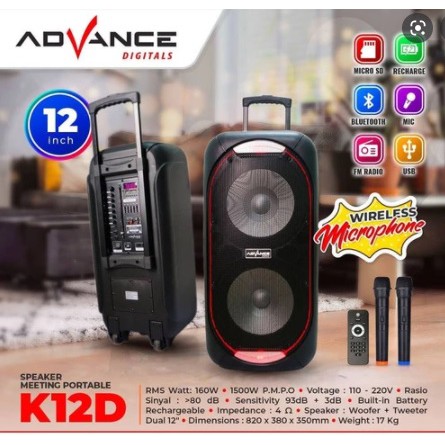 Speaker Meeting Advance K12D 12 inch/Speaker Portable (PENGIRIMAN KHUSUS OJEK INSTAN)
