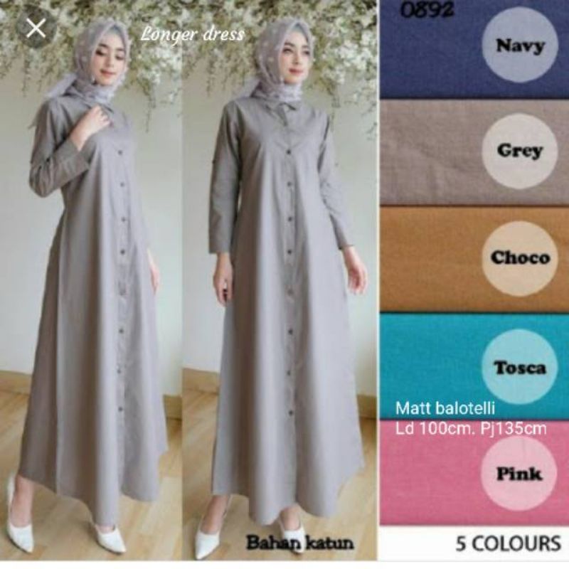 Longer dress pakaian wanita fashion muslim remaja