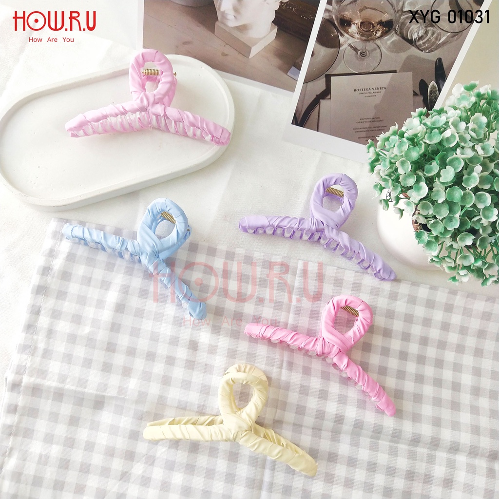 HOW.R.U | 11cm - Jepit Rambut Satin Lilit Medium untuk Rambut Tanggung Korean Look