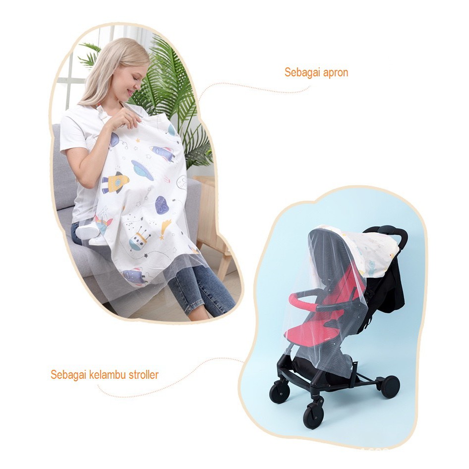 APRON MENYUSUI  KAIN MENYUSUI NURSING COVER DOUBLE LAYER KATUN TILE MULTIFUNGSI SEBAGAI KELAMBU STROLLER AP