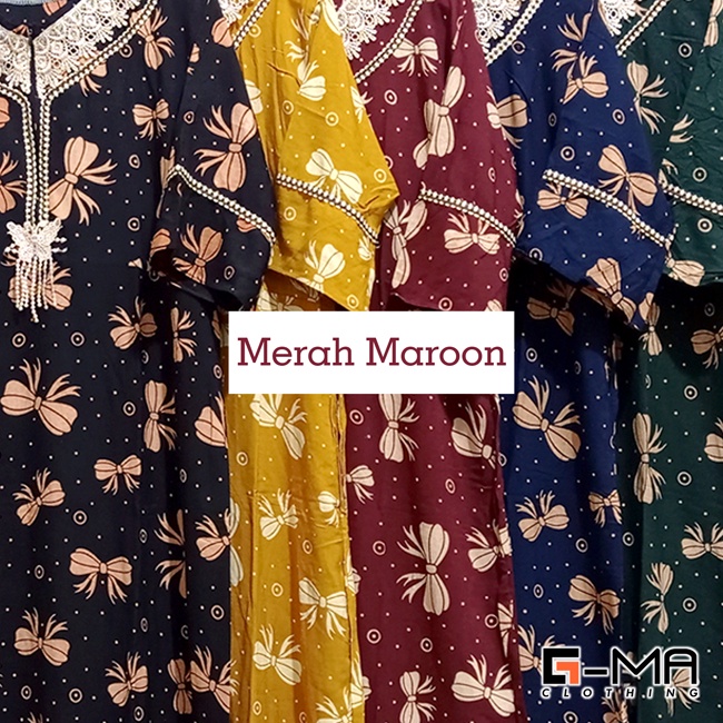 DASTER ARAB RENDA SEKDRESS | DASTER TANGAN 3/4 RESLETING DEPAN ( BUSUI )-Merah Maroon 1