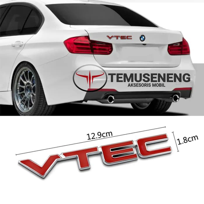 Emblem Mobil Vtec V Tec Full Logam Merah Logam Tempelan Honda Jazz Gd3 Accord City Stream Civic