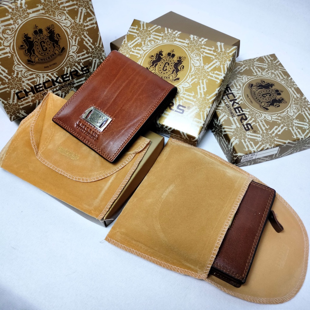 Sarung Dompet Checkers Pouch Kain Penyimpanan Dompet Kulit Pria Wanita