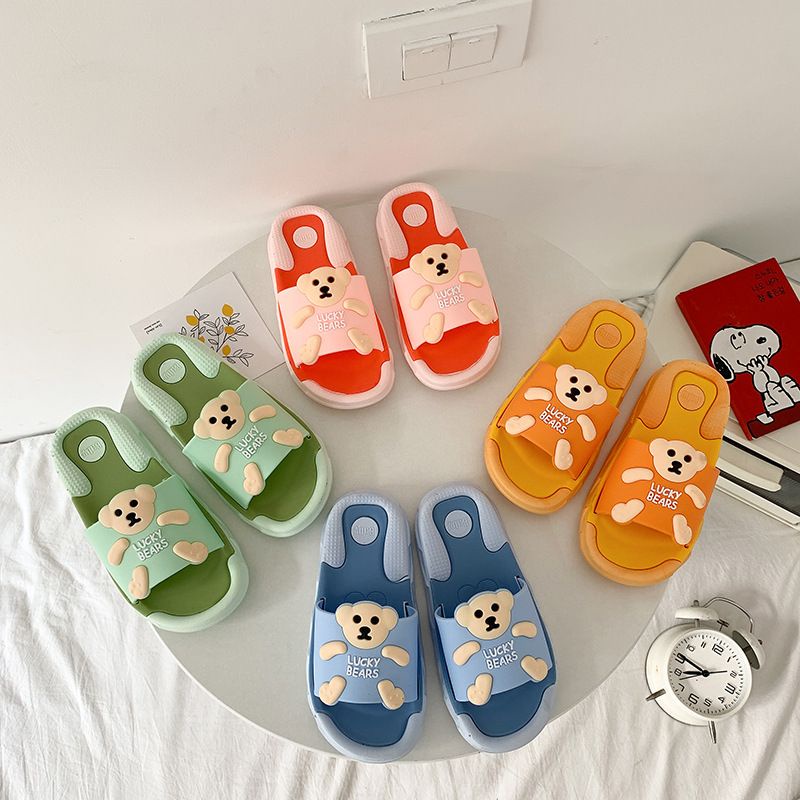 [littlecrab] Sandal Anak Lucky Bears Colorful Kids Sandals High Quality Cute Teddy Bear Sandal Selop Anak Berkualitas Sandal Selop Motif Beruang Teddy Lucu Unik Biru Pink Kuning Biru Anti Slip Korean Style