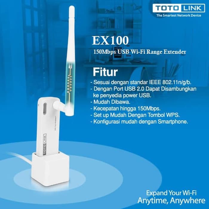Totolink EX100 WiFi Range Extender Repeater 150Mbps USB Power
