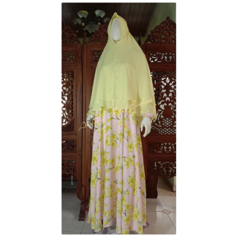 Gamis Syari Busui Wollycrepe Premium Motif Kualitas Butik