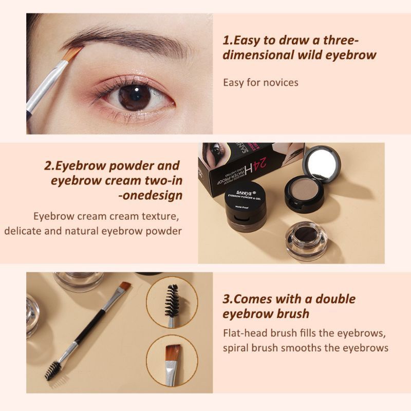 SANIYE 4 in 1 Eyebrow Cream / Eyebrow Powder Double Layer with Brush BPOM