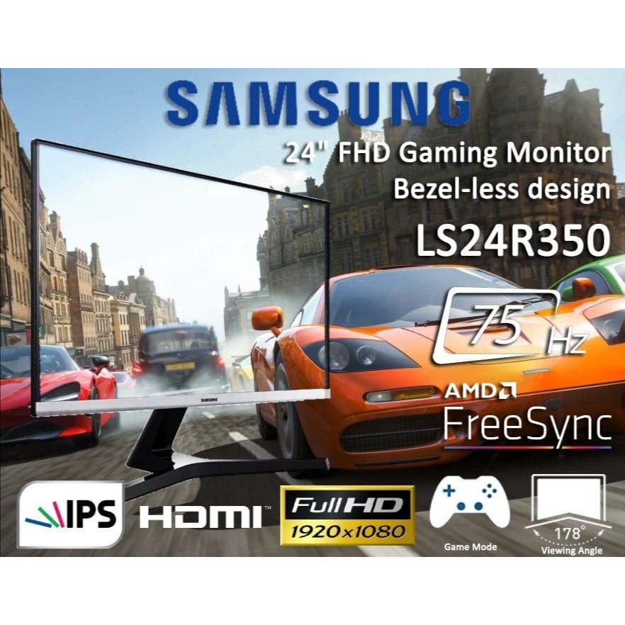 Samsung LS24R350 S24R350FHE Monitor 24" FHD / IPS / 75Hz Bezel-less