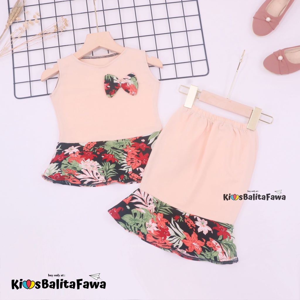 Setelan Zizi Anak uk 3-4 Tahun / Atasan Bawahan Rok Perempuan  Baju Pesta Set Peplum Cewek Import