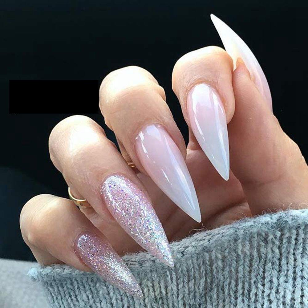 Rebuy DIY Nail Art Tips Transparan Tekan Pada Kuku Full Cover Akrilik Peti Mati Kuku Palsu