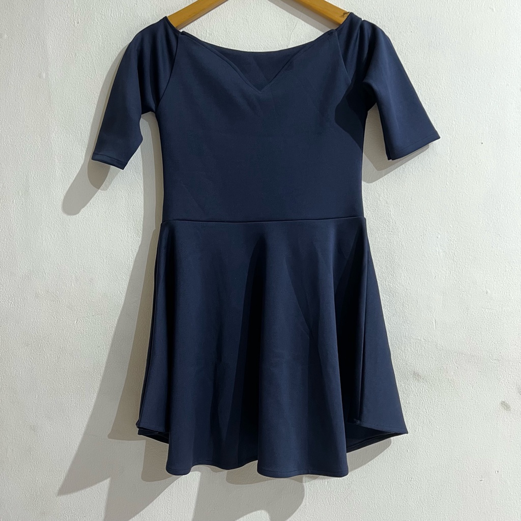 [NEW] Sabrina Dress Navy Blue / Rok Terusan Biru Dongker - Bahan Scuba