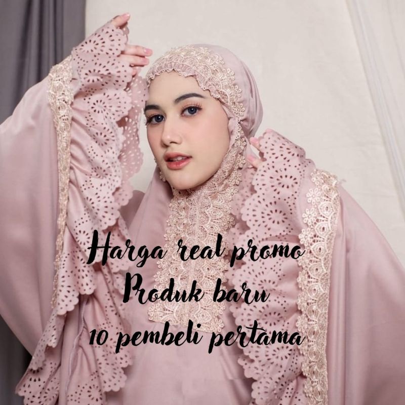 Mukena Sutra Silk Premium Rempel Lasercut Renda Mewah Jumbo