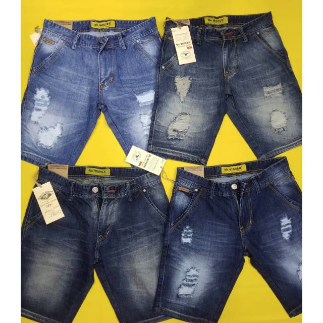 Celana jeans pendek sobek original MC WISCER Shopee Celana jeans pendek sobek original MC WISCER Shopee