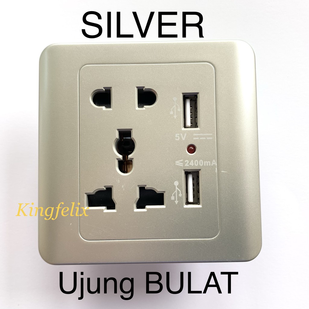 Colokan Dinding 2 USB Stop Kontak Universal UK EU US Wallplug Power Socket USB