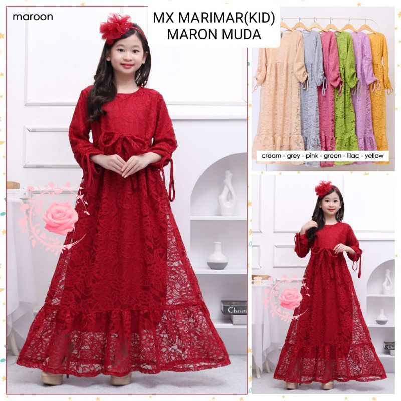 Pakaian Muslim Anak Perempuan Import Terbaru 2022 Gamis Brukat Anak Perempuan 4 - 13 Tahun Premium D