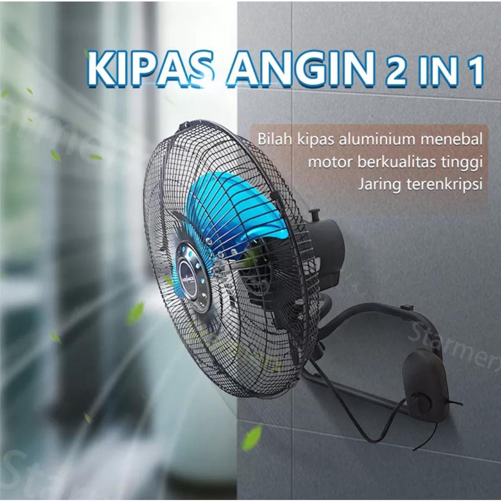 Kipas Angin Besi 12INCH  2 in 1 Dinding Lantai /Meja Kipas Dinding - MURAH