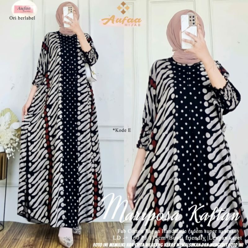 Aktsara Batik - Kaftan Wanita Kaftan Dress Modern Hijab Kaftan Cap Jumbo XXXXL Motif Mariposa