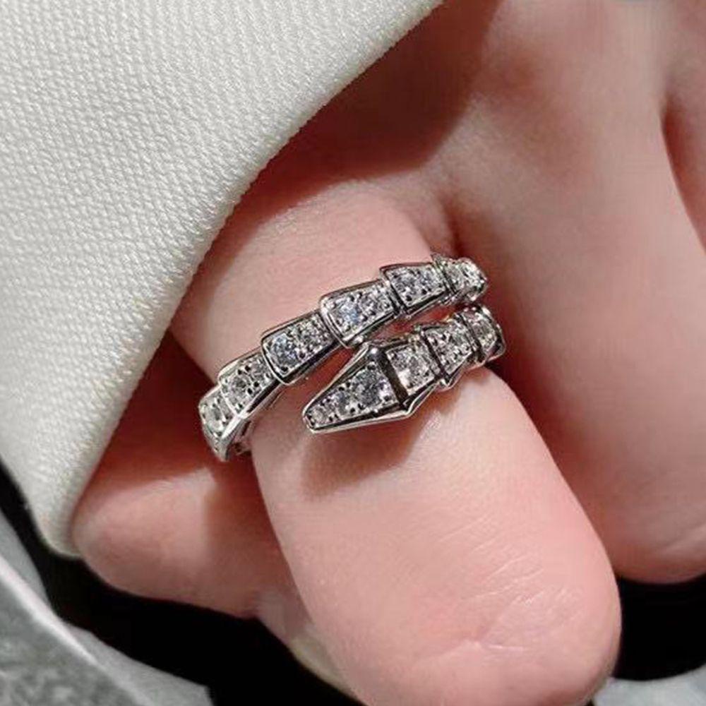REBUY Rebuy Snake Ring Unik Kepribadian Vintage Berlian Imitasi Tembaga Hadiah Hari Valentine Punk Ring