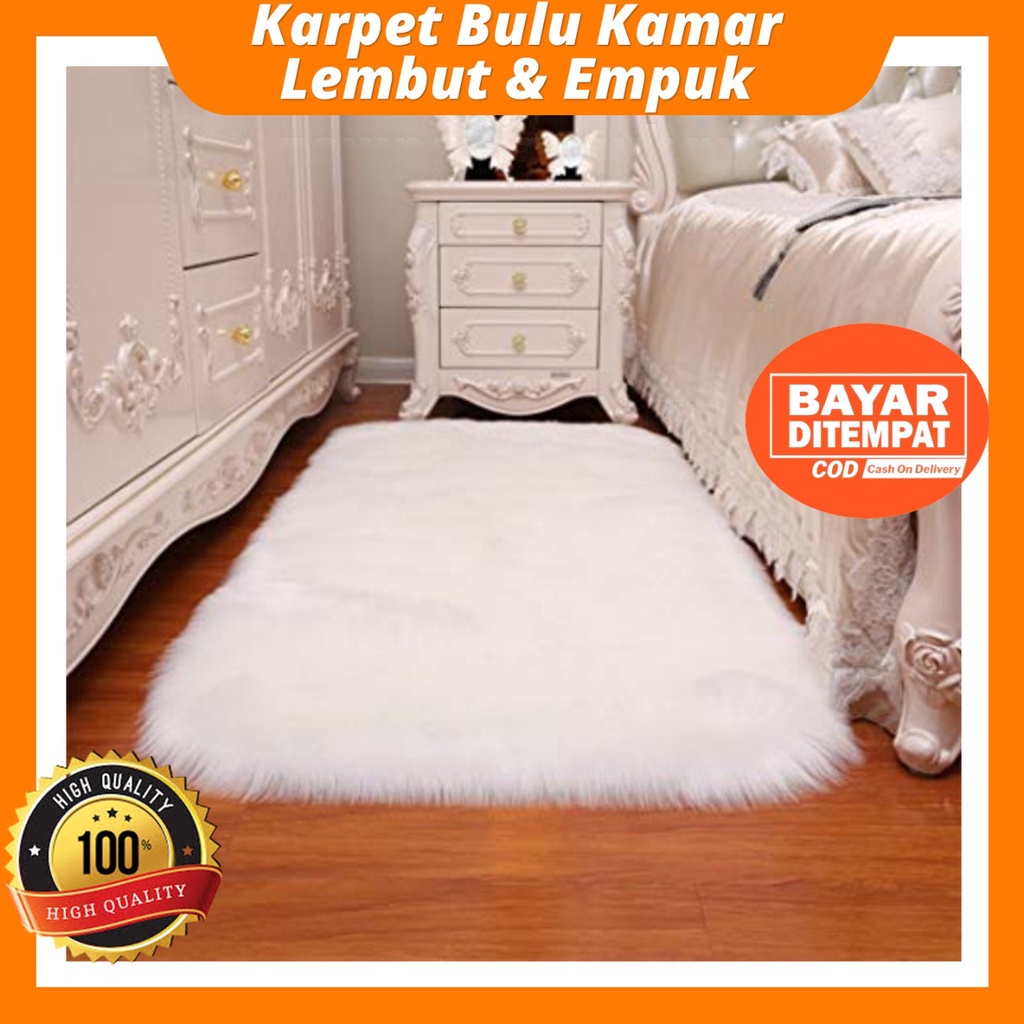 Karpet Bulu Korea Kamar Tidur 75x100cm Murah Bahan Halus &amp; Lembut Tidak Mudah Rontok Dekorasi Cantik