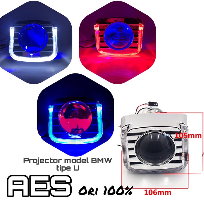 Projector Projie HID AES model BMW TYPE U Free Devil Eyes