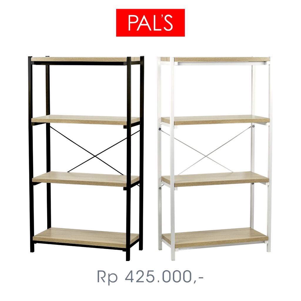 RAK 4 SUSUN RETRO MINIMALIS BESI KAYU